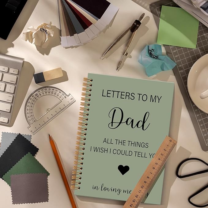 Memorial Gifts for Loss of Dad Grief Notebook Journal, Letters to My Dad in Heaven Journal, Sympathy Notebooks Gifts for Loss of Dad Father, In Loving Memory Sympathy Gifts, 6x8.2In（Green）