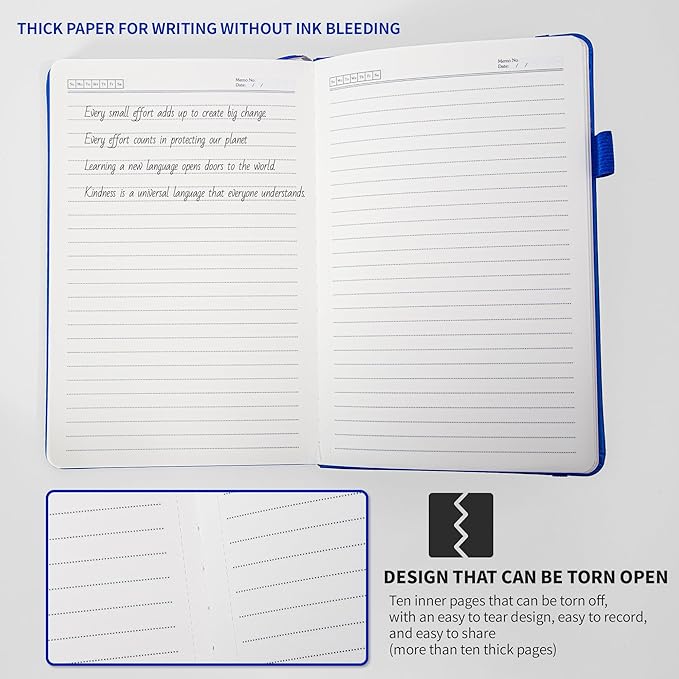 KaiRuiYing Lined Journal Notebook with Pen Holder, 320 Pages, 5.5'' × 8.6'' Medium Size A5-100 GSM Thick Paper, for Writing, Work, Office, Leather Hardcover