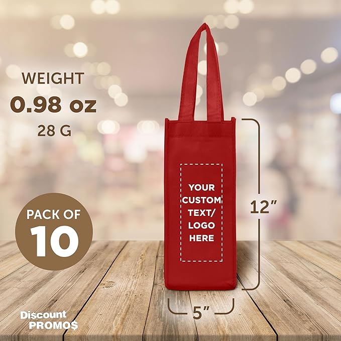 DISCOUNT PROMOS Non-Woven Vineyard Two Bottle Wine Bags