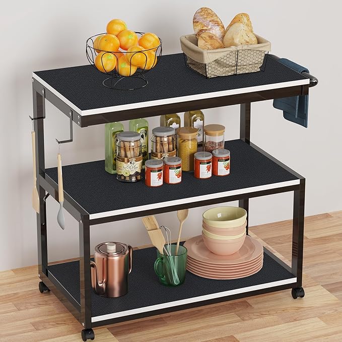 Black Shelf Liners for Kitchen Cabinets Non Adhesive Drawer Liner for Bathroom Waterproof Refrigerator Liners for Shelves Fridge Plastic Mats Cabinet Cupboard Liner 23.6 x 157.4 Inches