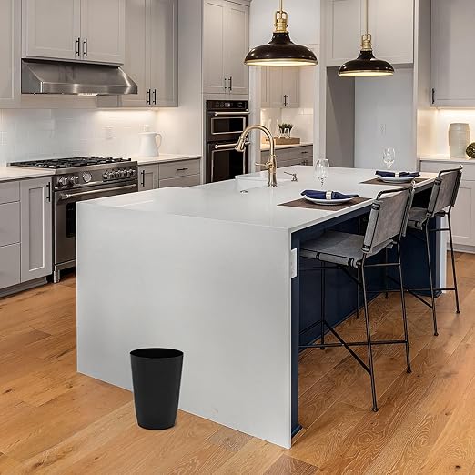 HOLDN’ STORAGE Small Trash Can - 1.58 Gallon Open Top Waste Bin, Compact Waste Can Perfect for Bathroom, Kitchen, Office, Dorm - Durable Garbage Can - Glossy Black