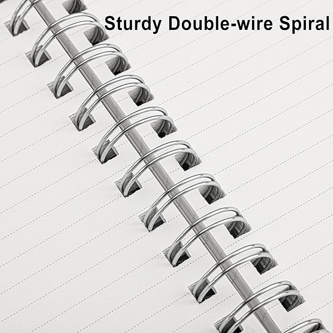 RETTACY Spiral College Ruled Notebook, 300 Pages, A4 Large Size (8.2" x 11.2"), for School, Work, Writing, Journaling, 100 GSM Thick Paper, Flexible Plastic Cover (Deep Green)