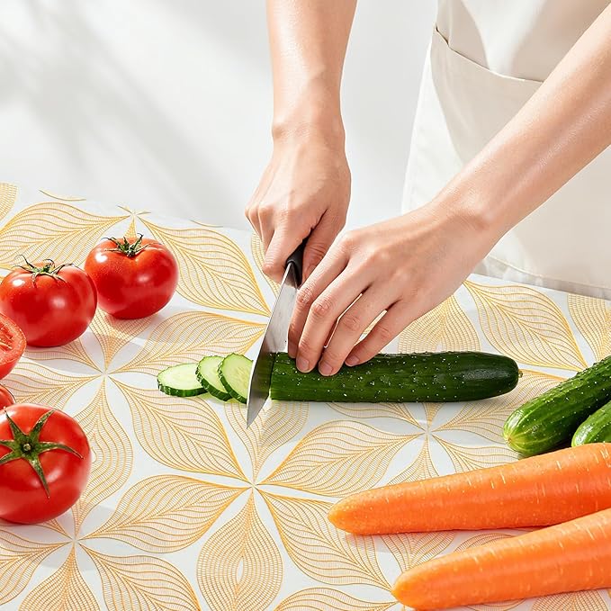 Drawer and Shelf Liner for Kitchen Cabinet,Non-Adhesive Waterproof Drawer Liner for Dresser & Bathroom Vanities with Adhesive Dots & Cutting Tool(18 in X 30 Ft Gold Leaf Pattern)