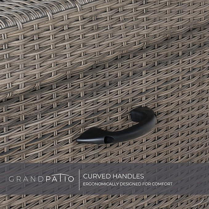 Grand patio 170 Gallon Deck Storage Box Deck Box Outdoor Storage Box Indoor Wicker Storage Bin Patio Storage Box for Patio Furniture Cushions Garden Tools Pool Accessories, Light Brown