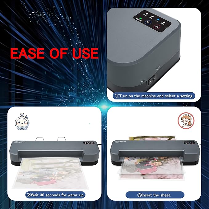 SINCHI 13-Inch Thermal Laminator & Foil Applicator, 3–10 Mil, 4-Roller Commercial Laminating Machine, 30s Warm-Up, Max. 40"/Min, Auto & Electrical Reverse Anti-Jam, Includes Laminating Sheets