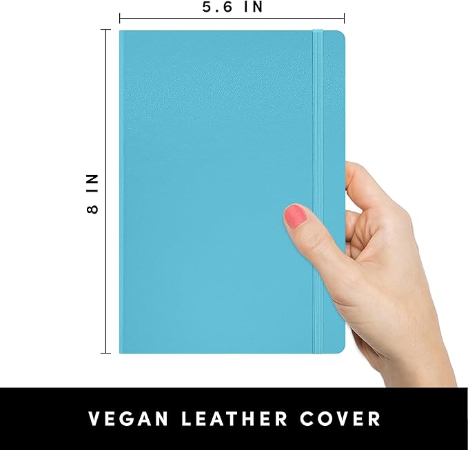 PAPERAGE Lined Journal Notebook, (Sky Blue), 252 Pages, Medium 5.6 in x 8 in - 100 GSM Thick Paper – Hardcover Journaling Notebook for Work, School & Note Taking