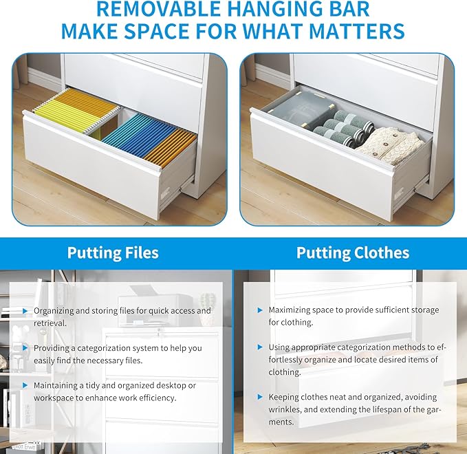 2 Drawer Lateral File Cabinet, Metal Lateral Filing Cabinet for Home Office, Filing Cabinets for Letter/Legal/A4/F4 Hanging Files (White)