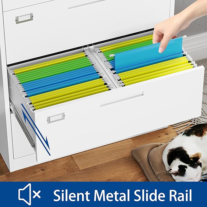 Lateral File Cabinet with Lock, 3 Drawer Large Metal Filing Cabinet,Home Office Lockable Storage Cabinet for Hanging Files Letter/Legal/F4/A4 Size-Assembly Required