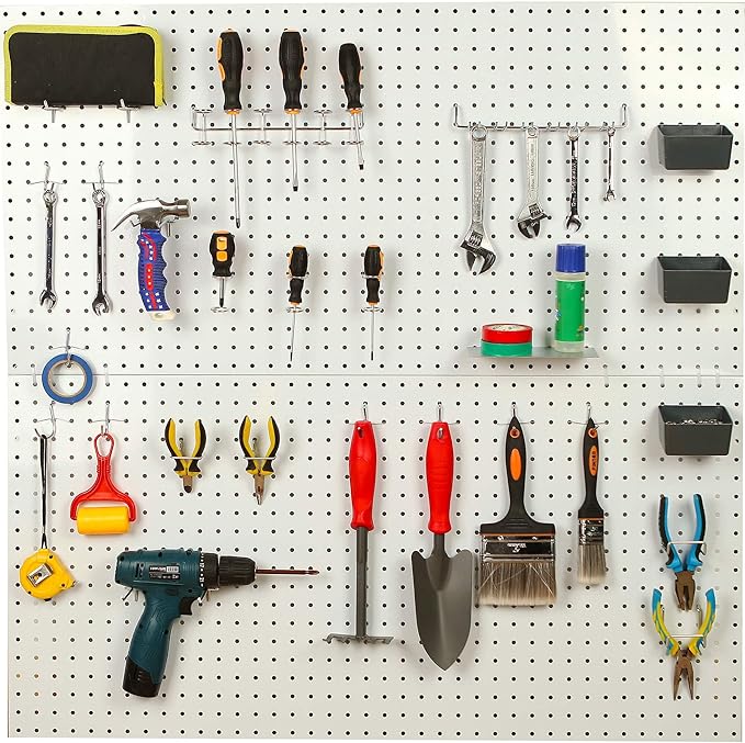 FRIMOONY Pegboard Hooks Assortment with Pegboard Bins, Peg Locks, for Organizing Various Tools, 140 Piece