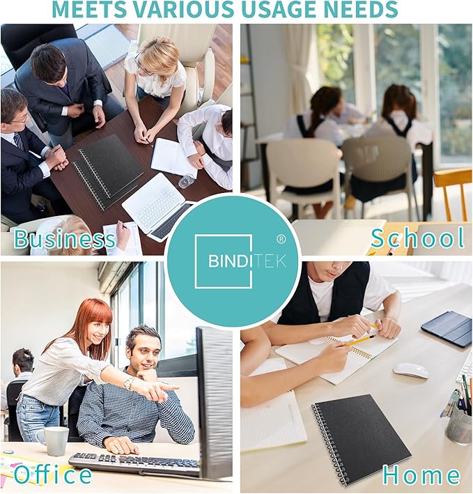 Binditek 200 Pack 12 Mil Sand-Textured Polycover, Midweight Binding Front and Back Covers, Lightly Sanded Finish, 8-1/2" x 11", Square Corners, Un-Punched, Black, Office Supplies