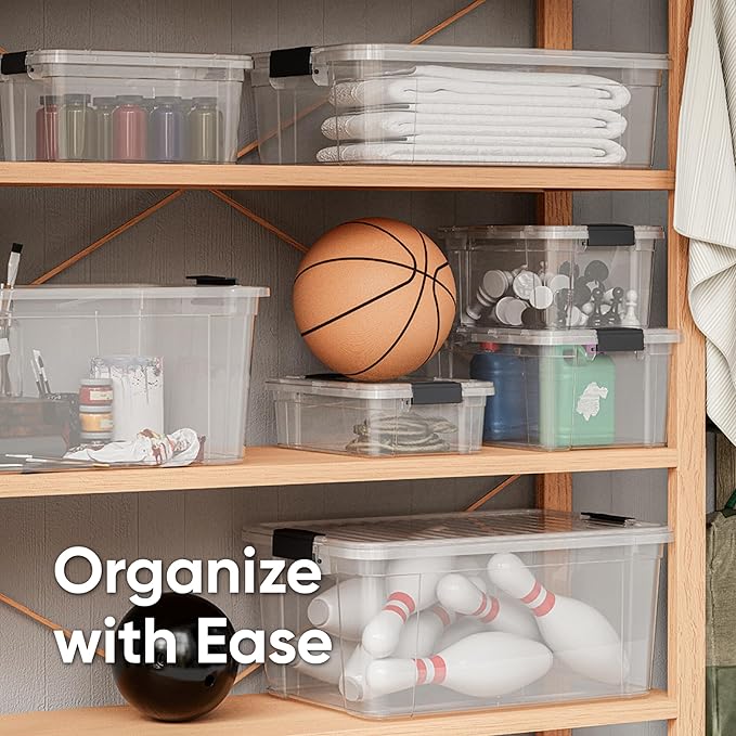 Superio Storage Bins with Lids- 6 Pack, 21 Qt Clear Boxes for Organizing, Stackable Plastic Containers- BPA Free, Non-Toxic, Odor Free, Organizer for Home, Office, Dorm