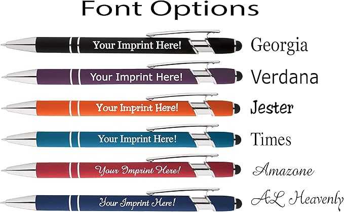 Up to 500 Pcs Custom Pens Bulk | Rainbow of Colors | Soft-Touch Metal Black Ink Personalized with Name or Message (Dark Blue, 100)