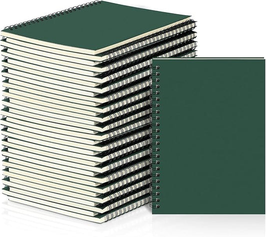 Yahenda 36 Pcs Spiral Notebook Bulk A5 Journal Lined 8.3'' x 5.5'' Writing Composition Paper Small Notepad Subject Notebook for Students Office Business Back to School Supplies (Deep Green)