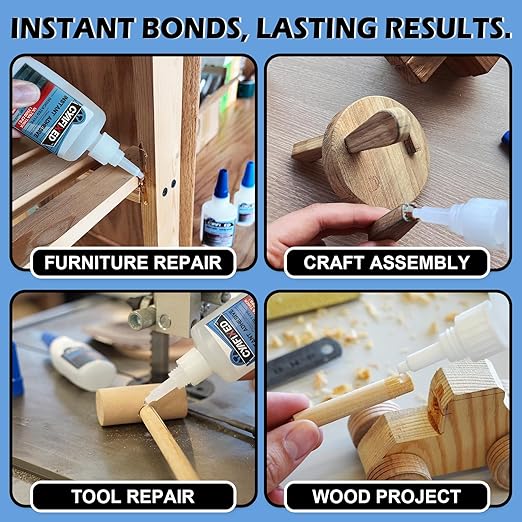 Professional Grade Cyanoacrylate Super Glue, Ultra Thick Viscosity CA Glue for Woodworking, 4 oz. Value Pack - Instant Adhesive for Woodworking, Gap Filling, Heavy Duty Wood Bonding