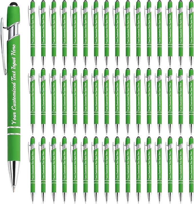 Personalized Ballpoint Pen 48pcs, Custom Pens Free Engraved Bulk with Name Logo, Soft Black Ink Stylus with Touch Metal Office, Gift for Anniversaries, Graduations, Birthdays