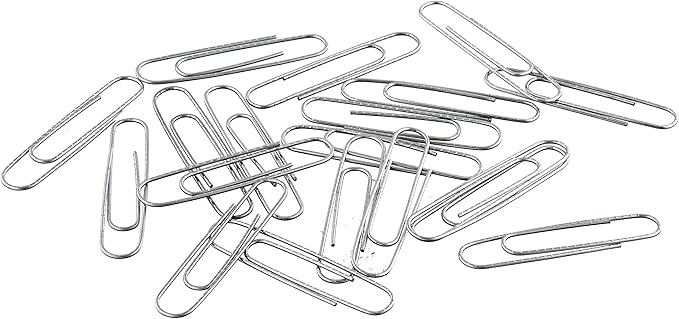 Amazon Basics Jumbo Size Office Paper Clips, Non Skid, 1000 Count (10 Pack of 100), Silver, A7072557