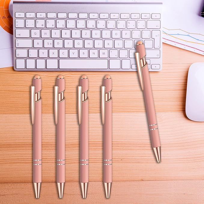 36 Pcs Blue Ink Ballpoint Pen with Stylus 2 in 1 Ballpoint Pen for Touch Screens School Office Coworkers (Rose Gold)
