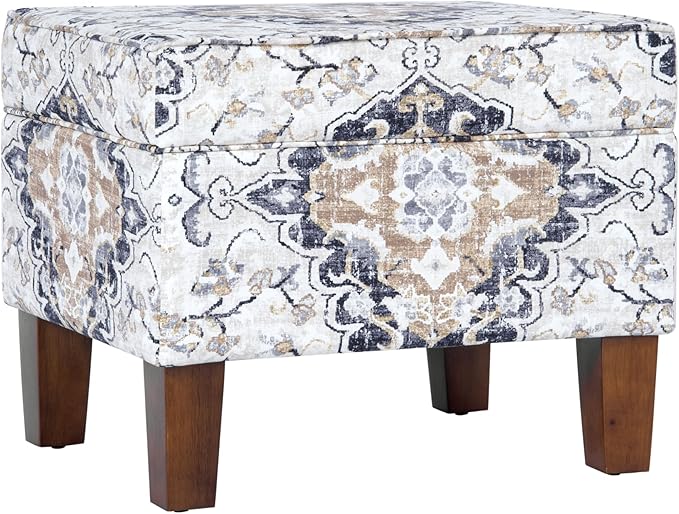 Home Decor | Dinah Collection Modern Storage Ottoman | Ottoman with Storage for Living Room & Bedroom(Antiqued Ebony Cream)