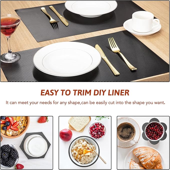 Glotoch Shelf Liner 17.5" x 30 ft. - Non Adhesive Refrigerator, Kitchen, Drawer Liners, Waterproof and Durable Fridge Table Place Mats for Cupboard, Cabinet, Drawer Liner, Black