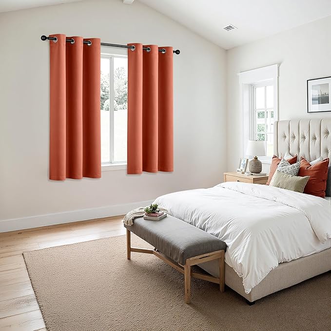 MIULEE Burnt Orange Blackout Curtains - Thermal Insulated Noise Reduction Room Darkening Drapes for Bedroom Living Room Kitchen Terracotta Rust Fall Decor, Grommet Top, 40 x 54 Inches Long, 2 Panels