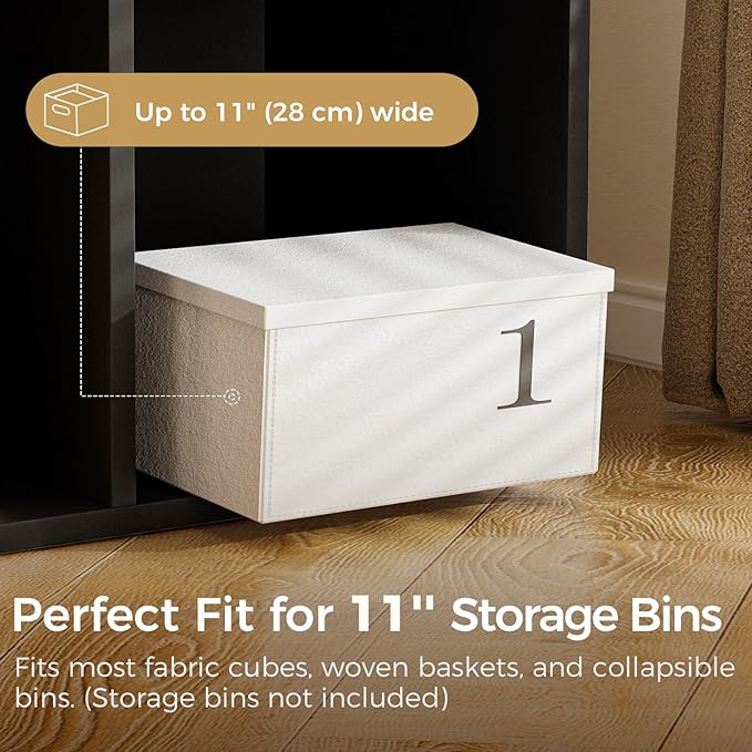 COMHOMA 8 Wood Cube Storage Organizer with Open Back and Removable Back Panels, 11In Black Cube Storage Bookshelf, Cubicle Shelf Bookcase for Home Office Bedroom Living Room, Vertical or Horizontal