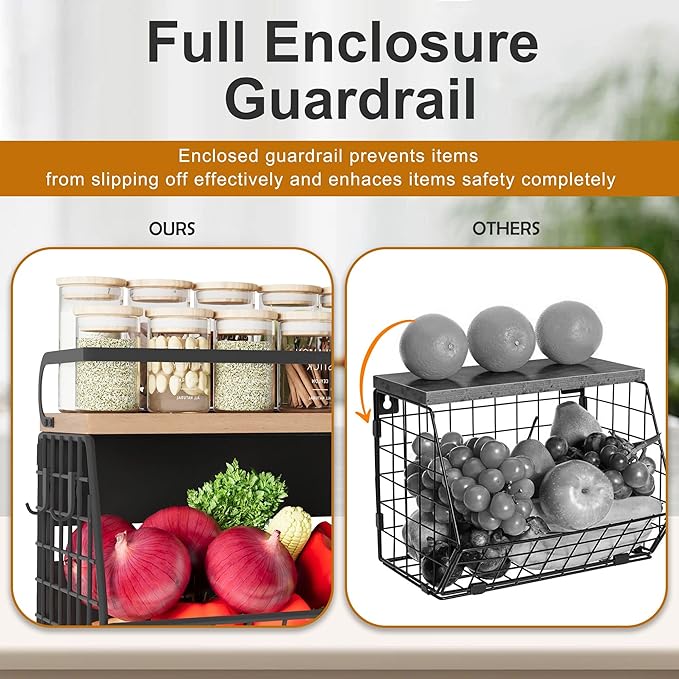 2 Set Magnetic Shelf for Fridge,Onion and Potato Spice Snacks Fruit and Vegetable Storage and Organizer,Wall Hanging Wire Basket for Pantry,Kitchen Countertop,RV and Laundry