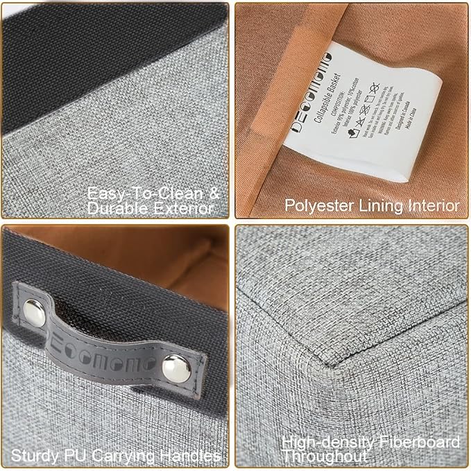 DECOMOMO Small Storage Basket, Closet Storage Bins, Baskets for Organizing Shelves (Grey & Black, Small - 6 Pack)