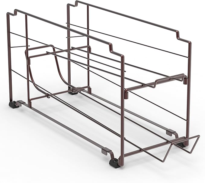 Simple Houseware Stackable Beverage Soda Can Dispenser Organizer Rack, Bronze - 2 Pack