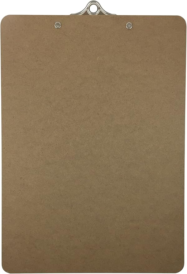 Letter Size Clipboards 9'' x 12.5'' Standard Clip Hardboard (Pack of 12)