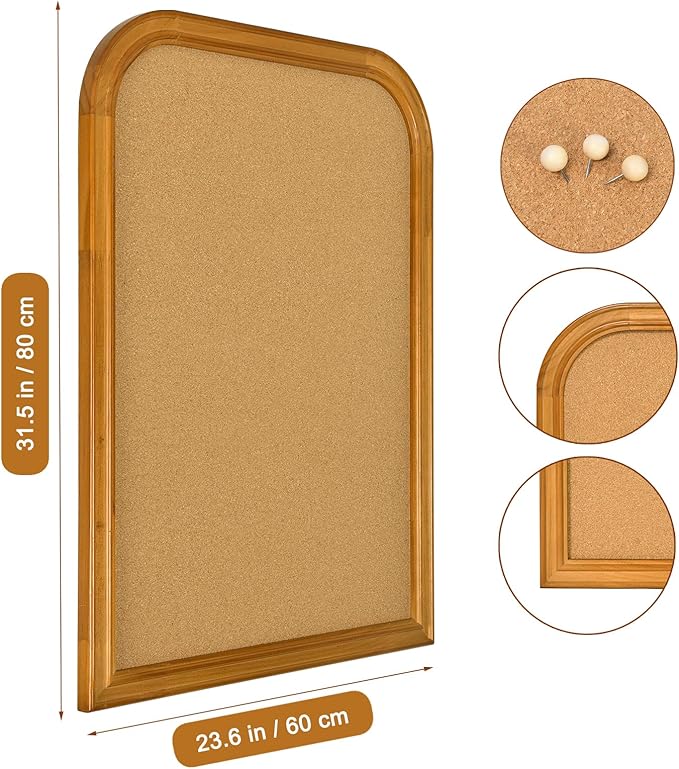 Cork Board for Walls, 32X24 inches Bulletin Board with Frame, Decorative Hanging Pin Board Vision Board Message Board for Office School Home Decor(2R&2S,6080,1p)