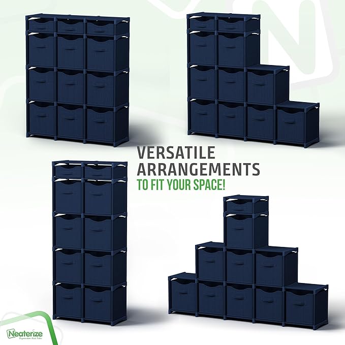 12 Cube Closet Organizers And Storage | Includes All Storage Cube Bins | Easy To Assemble Closet Storage Unit With Drawers | Room Organizer For Clothes, Baby Closet Bedroom, Playroom, Dorm (Navy)