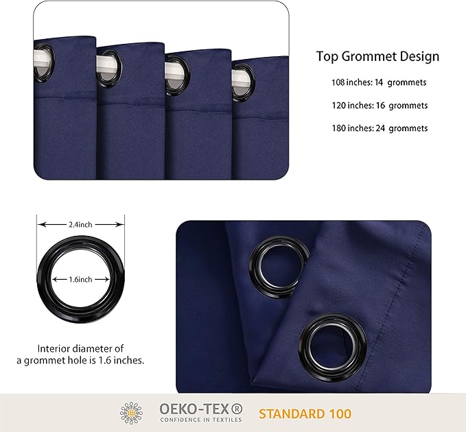 BONZER Room Divider Curtain Total Privacy Wall Wide Thermal Insulated Blackout Curtains for Slide Window, 84L x 108W Inch (7L x 9W ft), 1 Panel, Navy