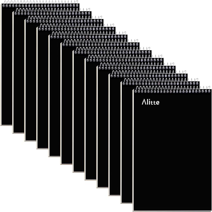 Steno Pads Spiral 6x9-12 Pack - Gregg Ruled, Perfect for Work, School, and Home Use, Easy Tear-Off Pages, White Paper - No Ink Bleeds - 80 Sheets