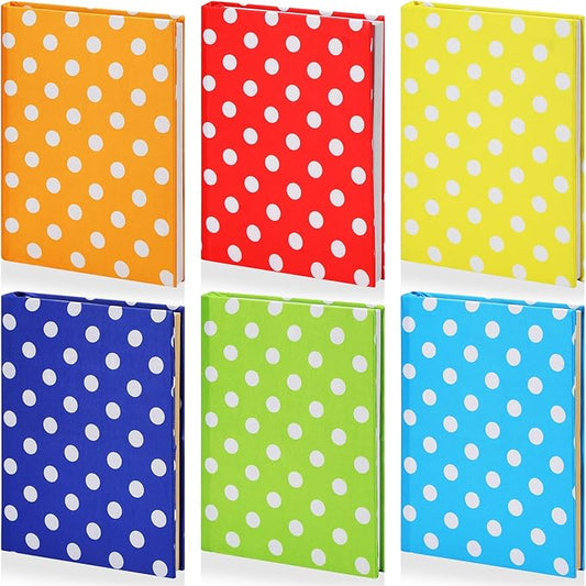 Yexiya 6 Pcs Stretchable Book Cover Jumbo Fabric Book Covers Colorful Pattern Book Protector Washable Reusable Protective Textbook Cover for Hardcover Textbooks up to 9 x 11 in (Dot Pattern)