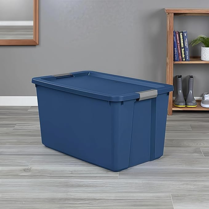 34 Gallon Heavy-Duty Wheeled Storage Bin with Lid – Large Rolling Plastic Container for Garage,Outdoor,Home & Organization Needs,Blue