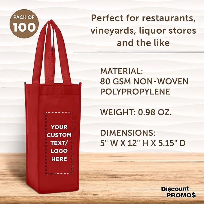 DISCOUNT PROMOS Non-Woven Vineyard Two Bottle Wine Bags