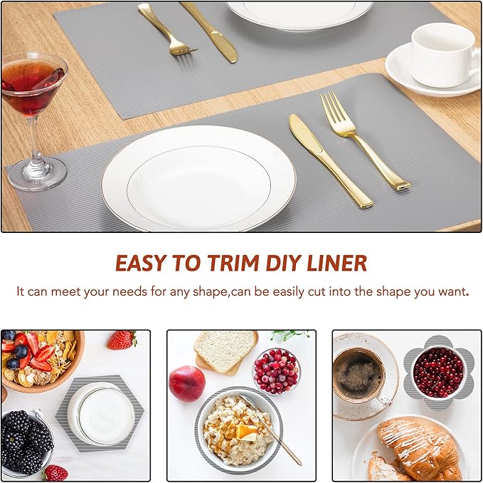 Glotoch Premium Grey Shelf Liner 17.5" x 30 ft. - Non Adhesive Drawer Liner, Waterproof Cabinet Liner, Durable Fridge Table Place Mats for Cupboard, Cabinet, Drawer Liner