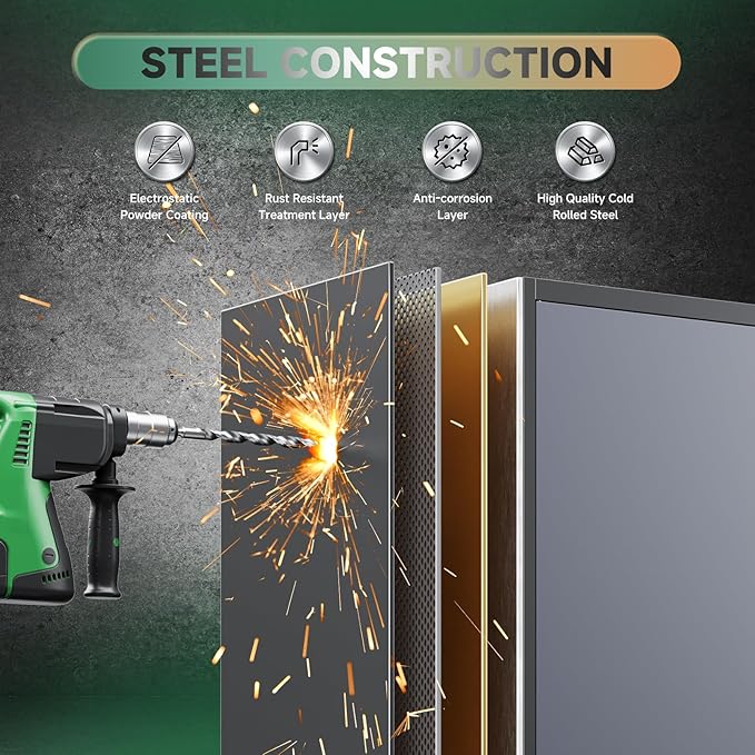 Letaya Metal Storage Cabinet with Lock Door and 5 Shelves,6 Tier Steel Garage Tool Cabinet for Home Office Utility Room 72" H X 36" W X18 D (Black Gray)