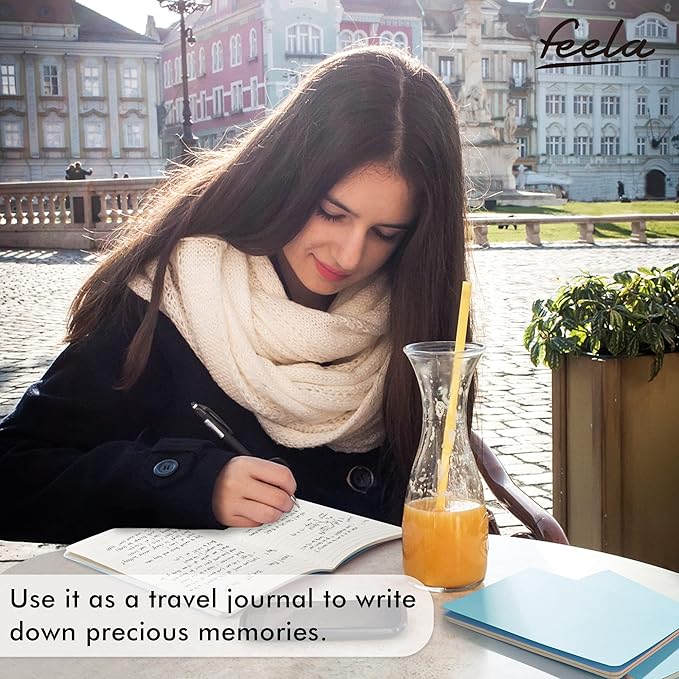 8 Pack Soft Cover Journal Bulk, Feela Notebooks College Ruled for Work, Lined Travel Journal for Women Men, Note Taking Notebook School Supplies Business Writing, 8.2” x 5.5”, A5, Light Blue