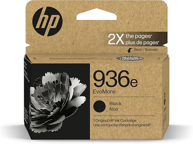 HP 936e Black EvoMore Ink Cartridge Printers | Works with Printer Series: OfficeJet 9120, Pro 9100, Pro Wide Format 9700 | Carbon Neutral | 4S6V6LN