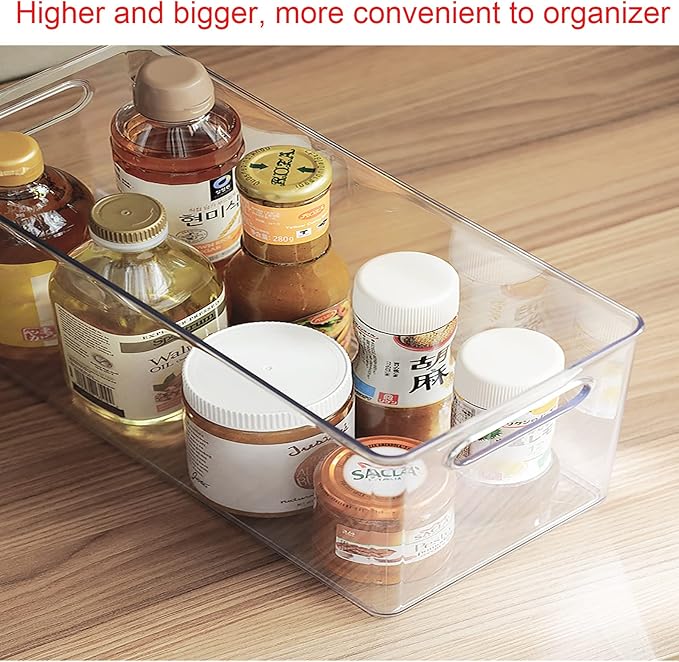 Abiudeng Refrigerator Organizer Bins, Refrigerator Storage Bins Drawers Stackable Clear Fridge Organizer - BPA Free Plastic Storage Drawers