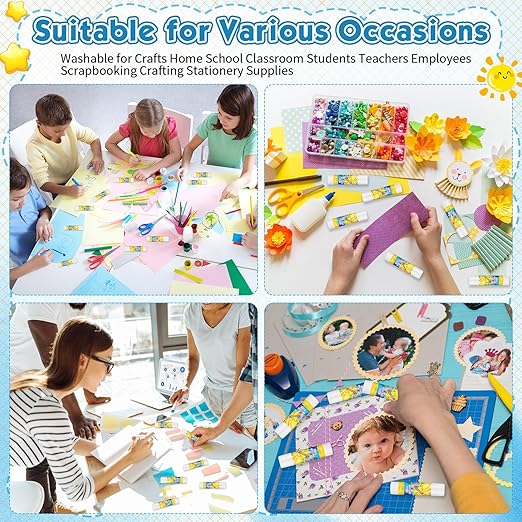 Zubebe 200 Pcs White Glue Stick Bulk Back to School Gifts First Day Sets 0.32 oz Washable Glue Stick for Crafts Home Classroom Prize Party Supplies Scrapbooking Crafting Supplies (Star)