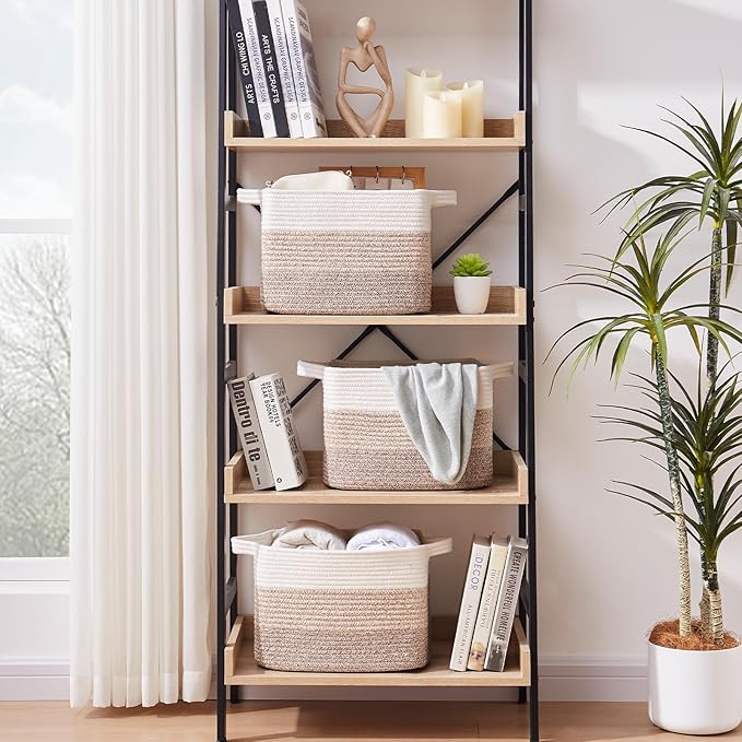 Storage Basket for Organizing, Woven Baskets for Storage, Rectangle Decorative Baskets for Shleves, Closet, Toys, Books, Nursery Organizer Bins - Pack of 3 (Gradient Yellow, 13"x9.85"x8.7")