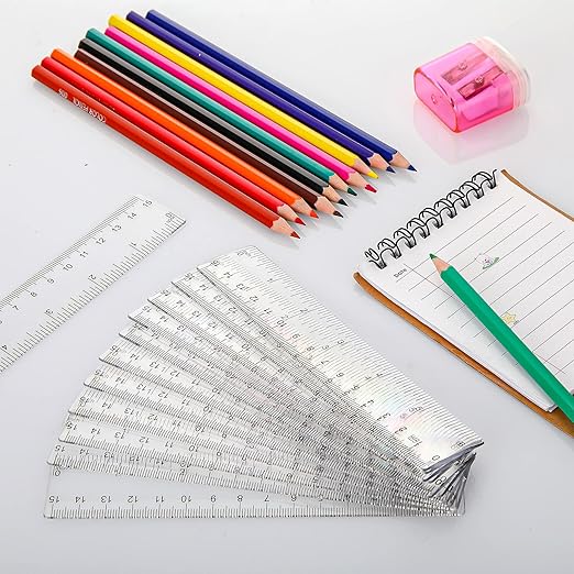 Zonon 500 Pcs 6 Inch Rulers Bulk Clear Plastic Flexible Straight Rulers with Inches and Centimeters First Day of School Gift for Students Back to School Office Supplies