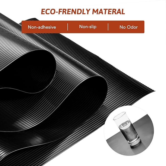 Glotoch Shelf Liner 17.5" x 30 ft. - Non Adhesive Refrigerator, Kitchen, Drawer Liners, Waterproof and Durable Fridge Table Place Mats for Cupboard, Cabinet, Drawer Liner, Black