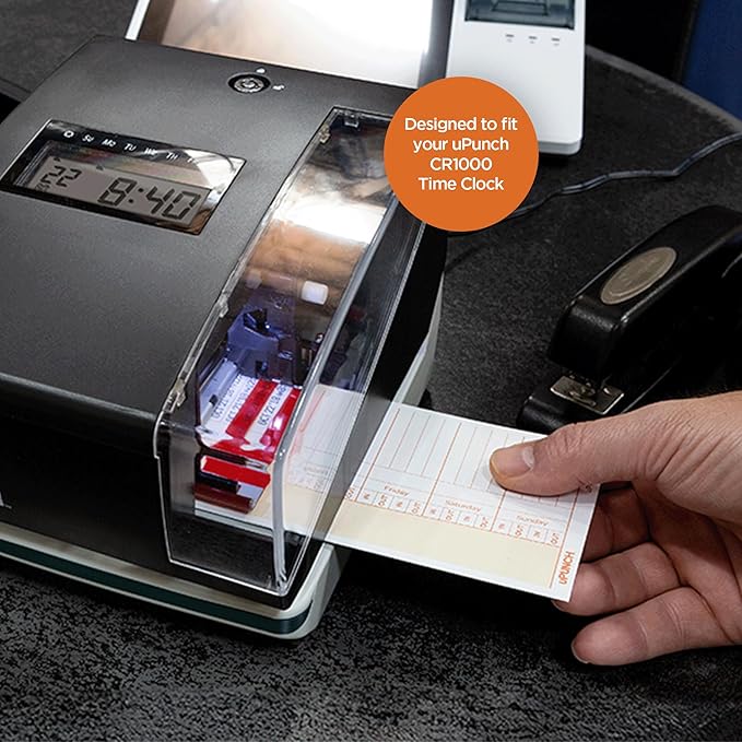 uPunch 100 Time Cards for CR1000 Digital Time Clock and Date Stamp