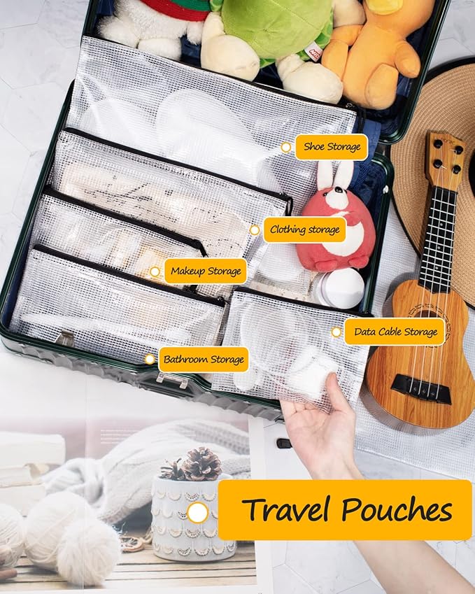 SUNEE Plastic Pencil Pouch 4.6x9.2 in (Black, 18 Packs), Small Storage Bags, Plastic Zip File Bags, for School Office Travel Storage
