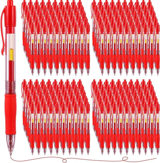 Jetec 500 Pcs Premium Gel Roller Pens Bulk, Fine Point 0.7 mm, Retractable Gel Ink Roller Ball Pens for Writing Journaling Taking Notes Office (Red)