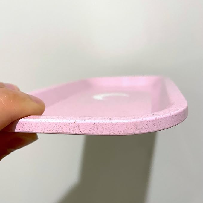 Brando Moon Small Tray - Pink Lightweight Plant Based Tray - Made from Plants - Low Carbon Kitchen Tool - Curved Edges and Smooth Surface - Travel Size 8 x 4.1 inches