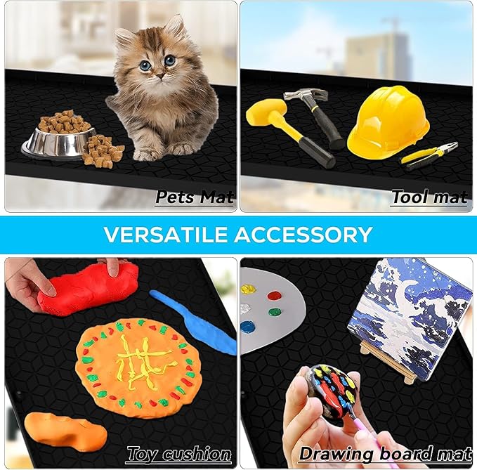 Under Sink Mat, 14"x22" Under Sink Mats for Kitchen, Silicone Waterproof Under Sink Liner, Sink Cabinet Organizer Tray with Drain Hole